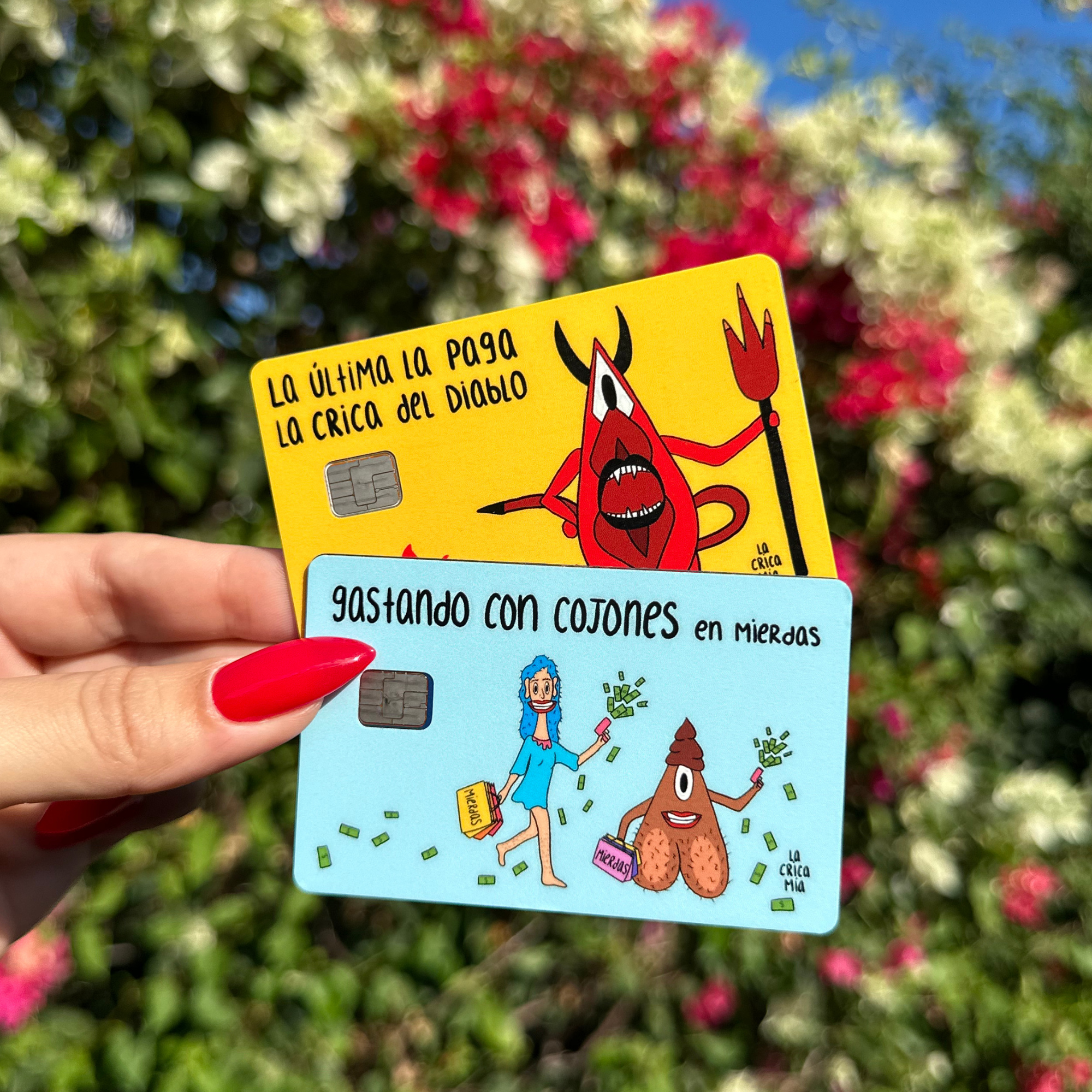 "Cojones + Crica del Diablo" (Skin cover tarjeta de crédito2-Pack)