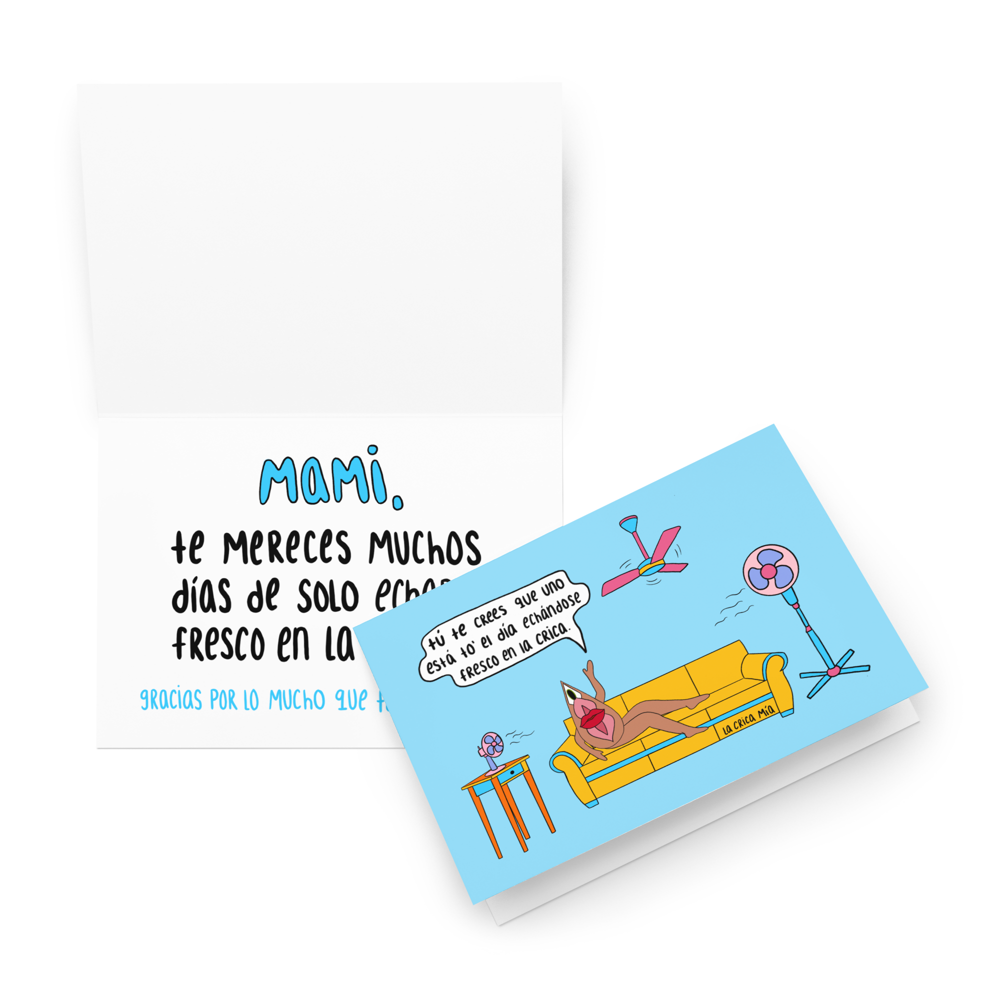 Tarjeta "Echándome fresco en la crica"