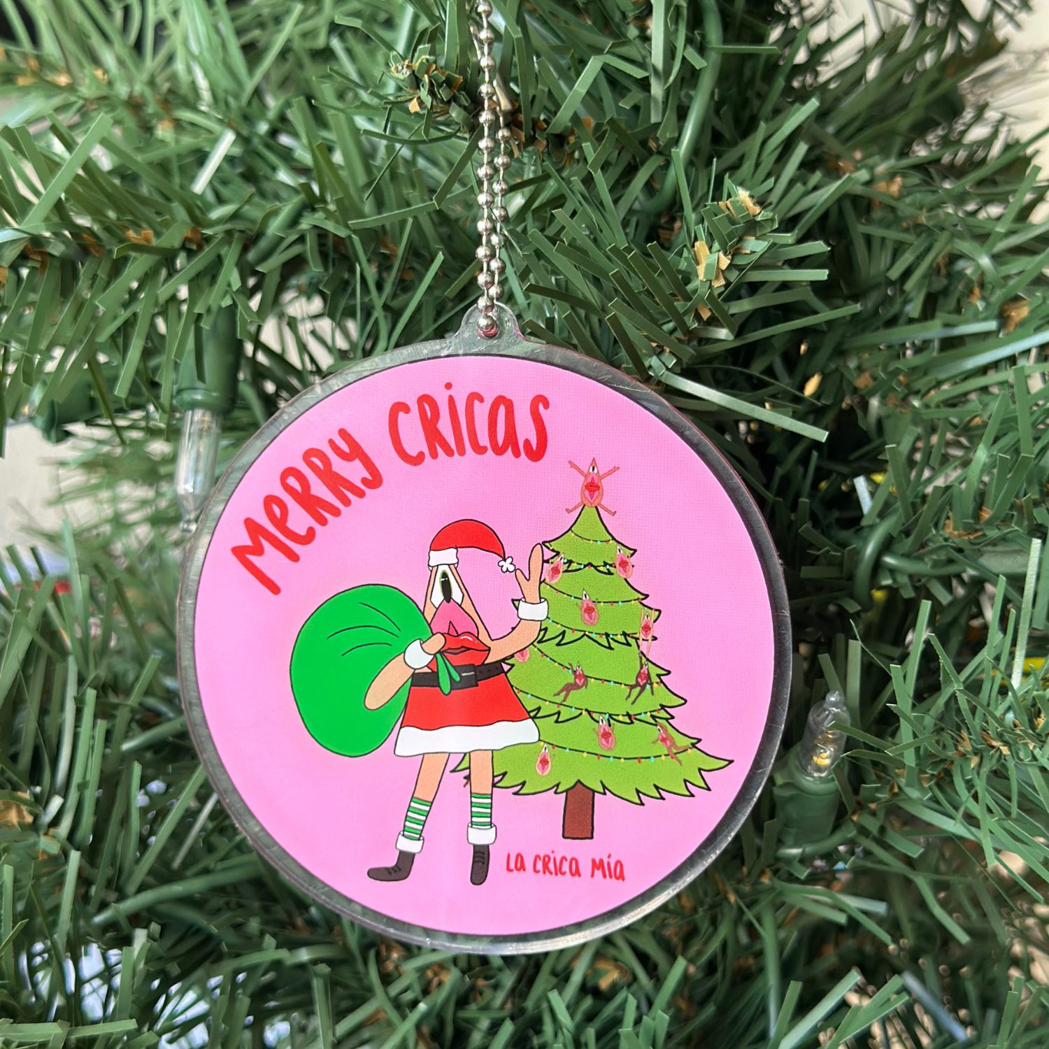 Adorno "Merry Cricas" - acrílico